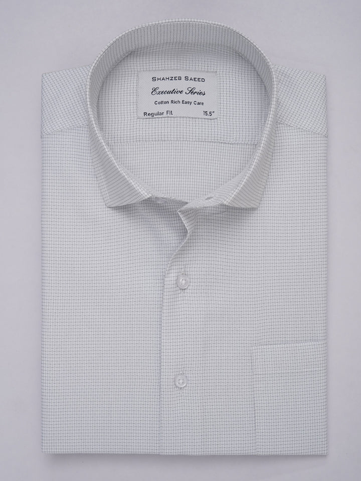 Light Grey Micro Checkered, Executive Series, Spread Collar Men’s Formal Shirt (FS-308)