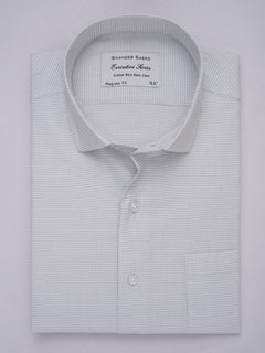 Light Grey Micro Checkered, Executive Series, Spread Collar Men’s Formal Shirt (FS-308)