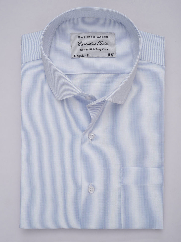 Light Blue Striped, Executive Series, Spread Collar Men’s Formal Shirt (FS-311)