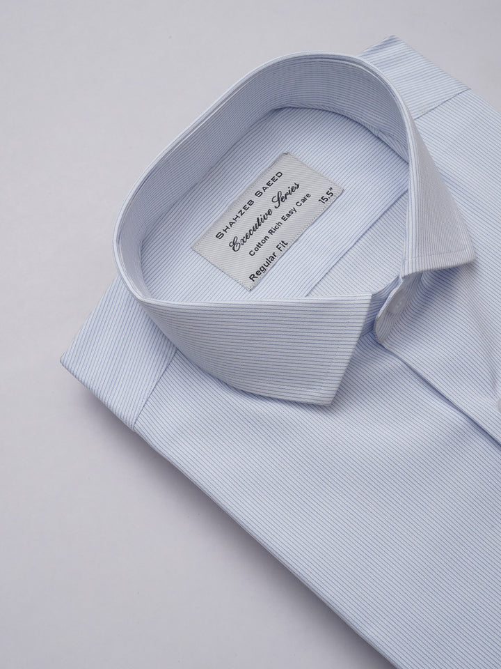 Light Blue Striped, Executive Series, Spread Collar Men’s Formal Shirt (FS-311)