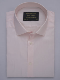 Baby Pink Self Striped, Elite Edition, French Collar Men’s Formal Shirt (FS-317)