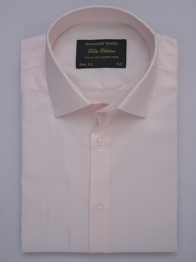 Baby Pink Self Striped, Elite Edition, French Collar Men’s Formal Shirt (FS-317)