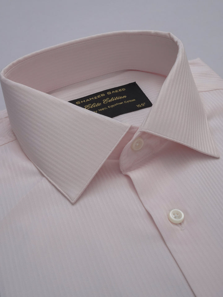 Baby Pink Self Striped, Elite Edition, French Collar Men’s Formal Shirt (FS-317)