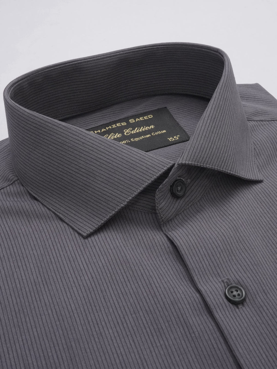 Dark Grey Striped, Elite Edition, Cutaway Collar Men’s Formal Shirt (FS-321)