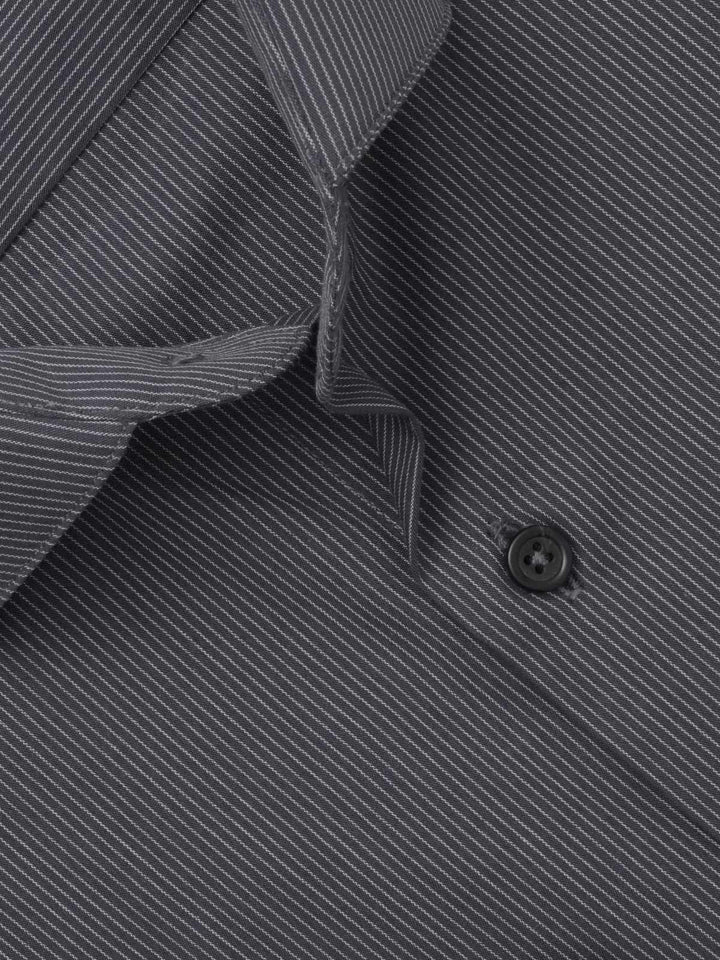 Dark Grey Striped, Elite Edition, Cutaway Collar Men’s Formal Shirt (FS-323)