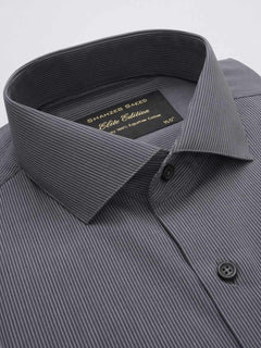 Dark Grey Striped, Elite Edition, Cutaway Collar Men’s Formal Shirt (FS-323)