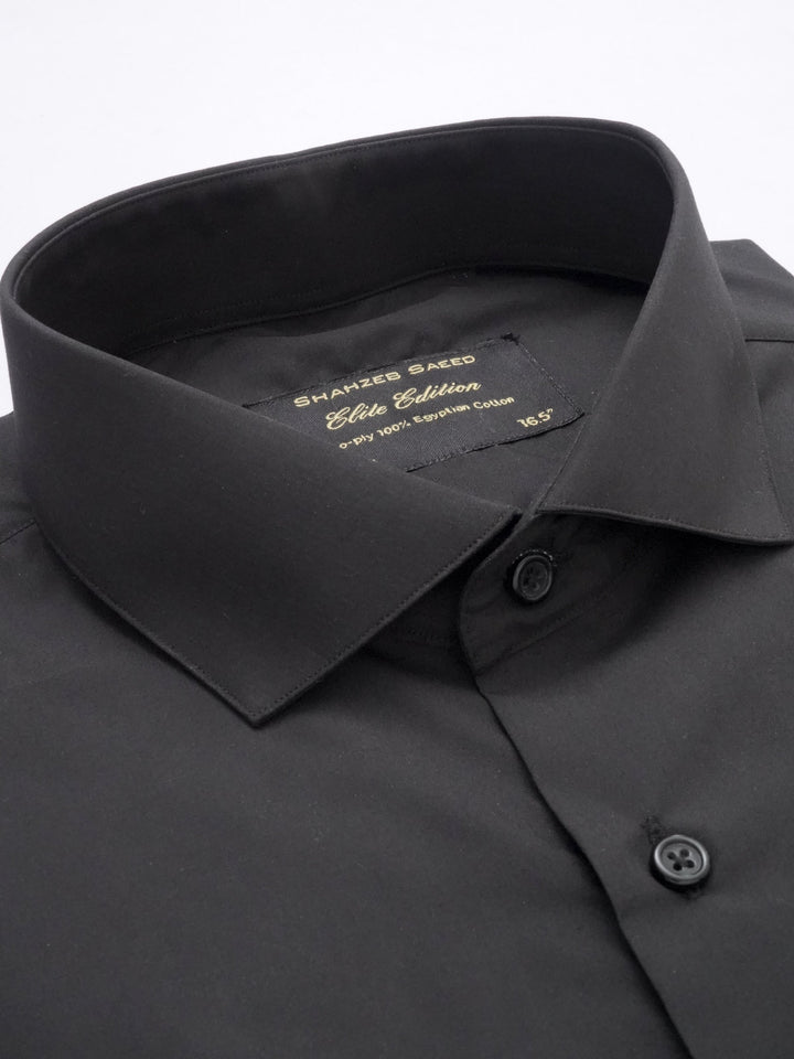 Black Plain, Elite Edition, Cutaway Collar Men’s Formal Shirt (FS-331)