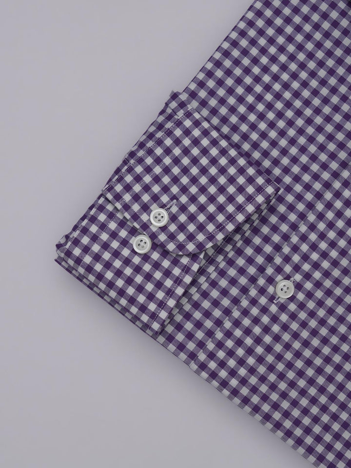 Purple & White Micro Checkered, Elite Edition, Cutaway Collar Men’s Formal Shirt (FS-334)