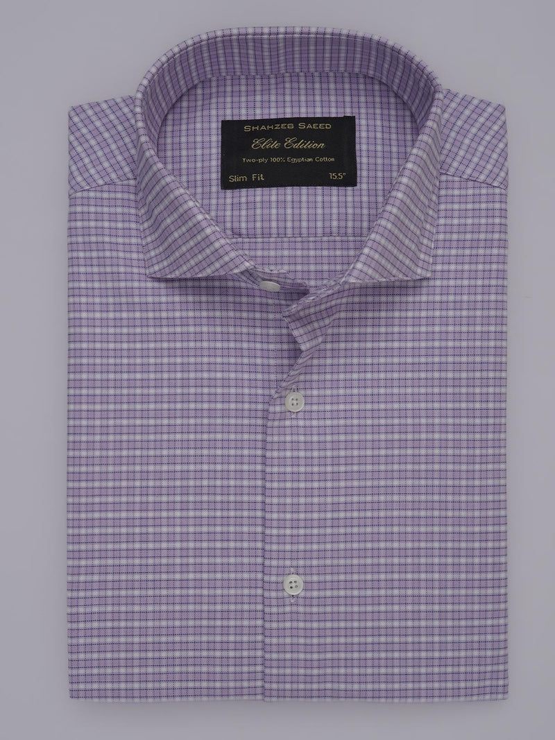 Light Purple Self Checkered, Elite Edition, Cutaway Collar Men’s Formal Shirt (FS-335)