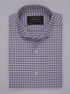 Light Purple & White Checkered, Elite Edition, Cutaway Collar Men’s Formal Shirt (FS-337)