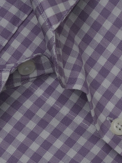 Light Purple & White Checkered, Elite Edition, Cutaway Collar Men’s Formal Shirt (FS-337)