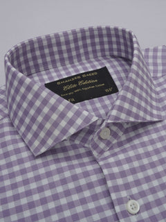 Light Purple & White Checkered, Elite Edition, Cutaway Collar Men’s Formal Shirt (FS-337)