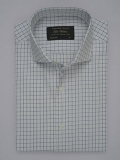 Blue & White Checkered, Elite Edition, Cutaway Collar Men’s Formal Shirt (FS-339)