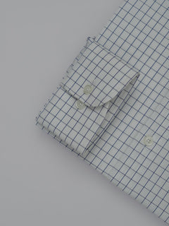 Blue & White Checkered, Elite Edition, Cutaway Collar Men’s Formal Shirt (FS-339)