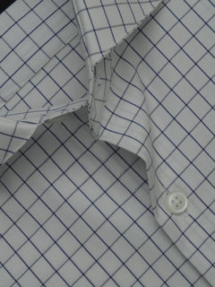 Blue & White Checkered, Elite Edition, Cutaway Collar Men’s Formal Shirt (FS-339)