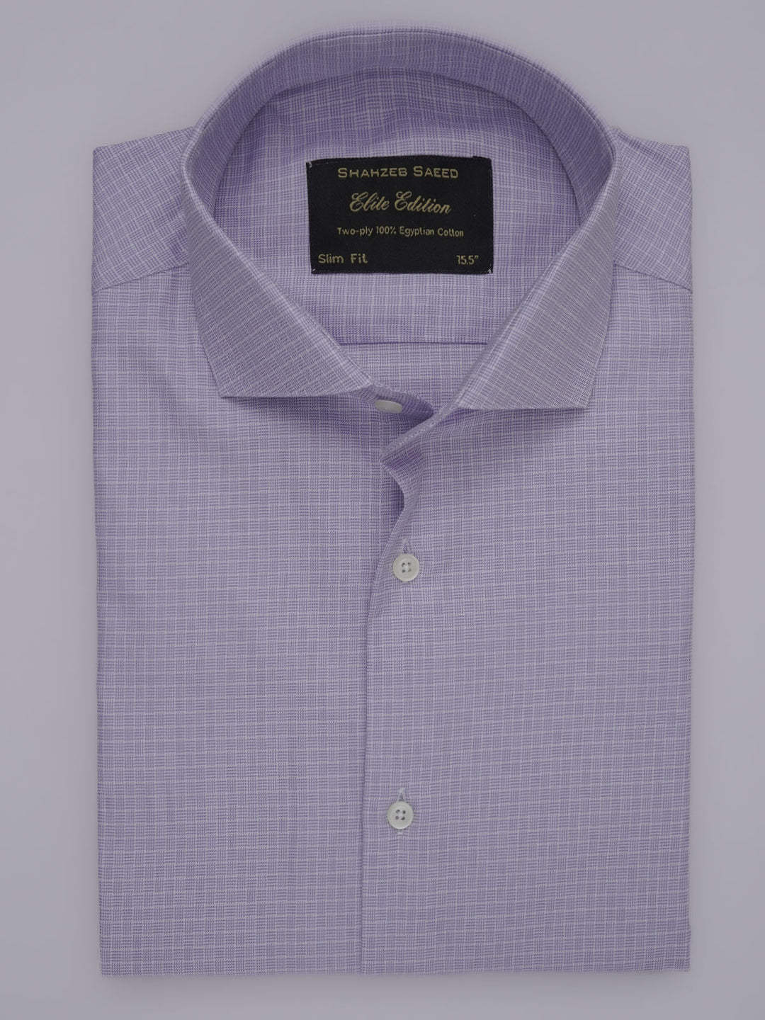 Light Purple Self Checkered, Elite Edition, Cutaway Collar Men’s Formal Shirt (FS-341)