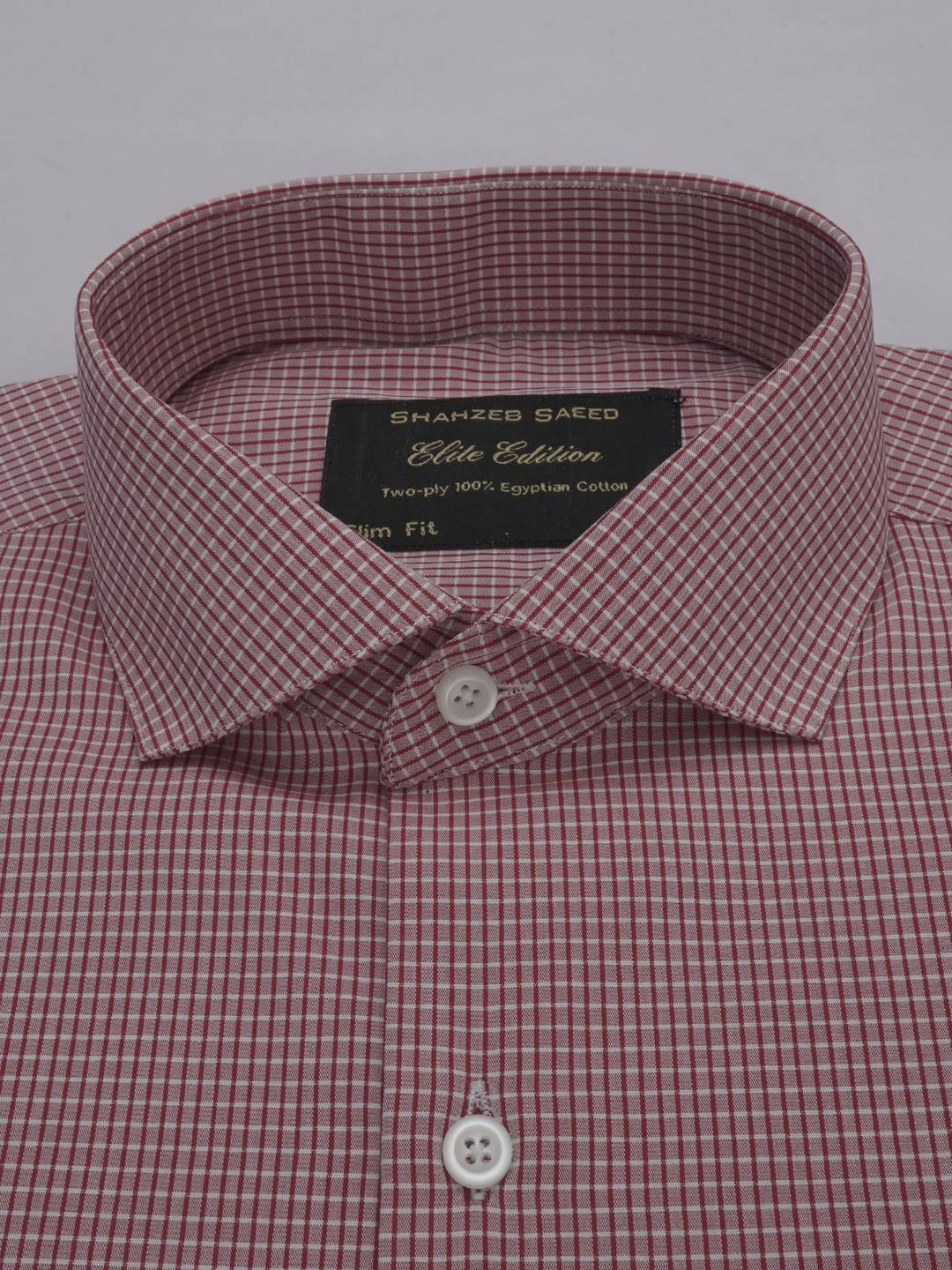 Red Micro Checkered, Elite Edition, Cutaway Collar Men’s Formal Shirt (FS-345)