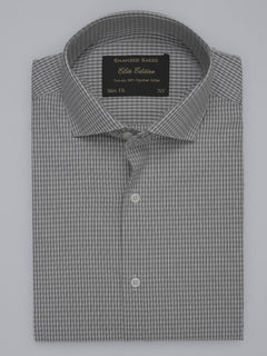 Grey Self Micro Checkered, Elite Edition, Cutaway Collar Men’s Formal Shirt (FS-347)