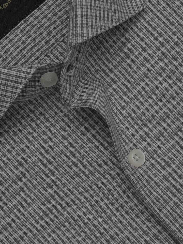 Grey Self Micro Checkered, Elite Edition, Cutaway Collar Men’s Formal Shirt (FS-347)