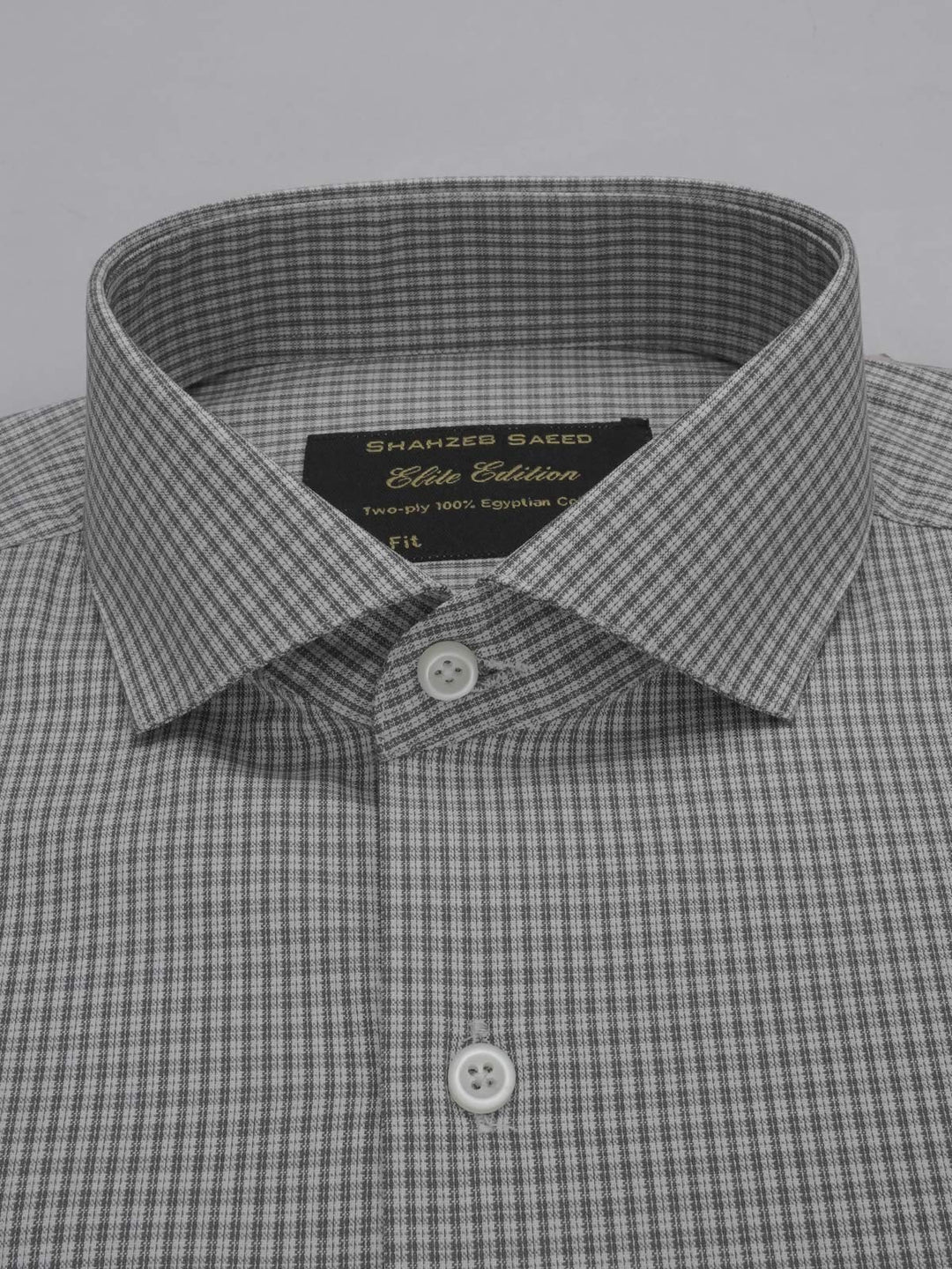 Grey Self Micro Checkered, Elite Edition, Cutaway Collar Men’s Formal Shirt (FS-347)