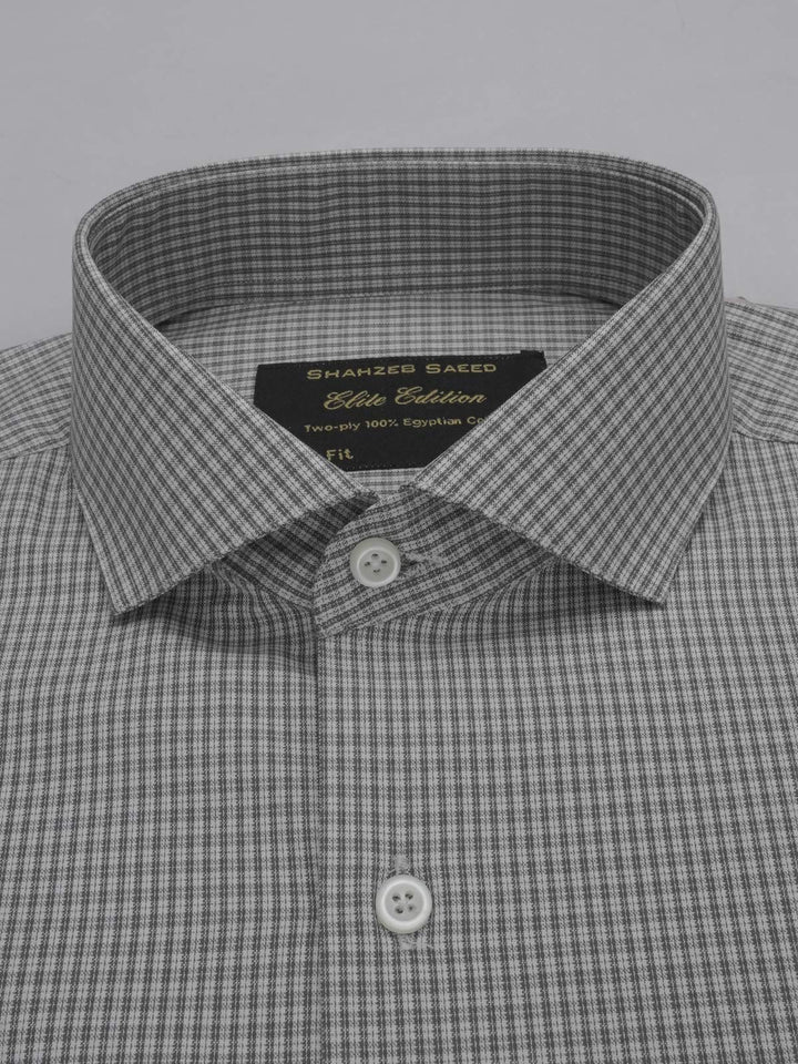 Grey Self Micro Checkered, Elite Edition, Cutaway Collar Men’s Formal Shirt (FS-347)