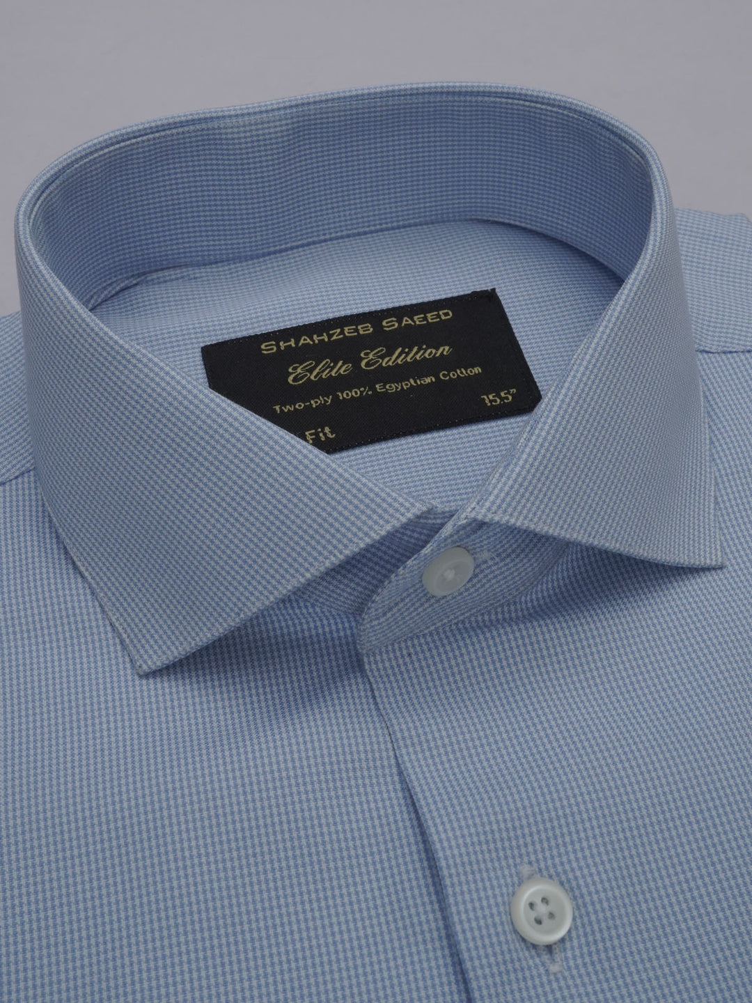 Blue Micro Checkered, Elite Edition, Cutaway Collar Men’s Formal Shirt (FS-348)