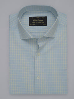 Light Blue Self Checkered, Elite Edition, Cutaway Collar Men’s Formal Shirt (FS-349)