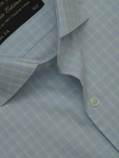 Light Blue Self Checkered, Elite Edition, Cutaway Collar Men’s Formal Shirt (FS-349)