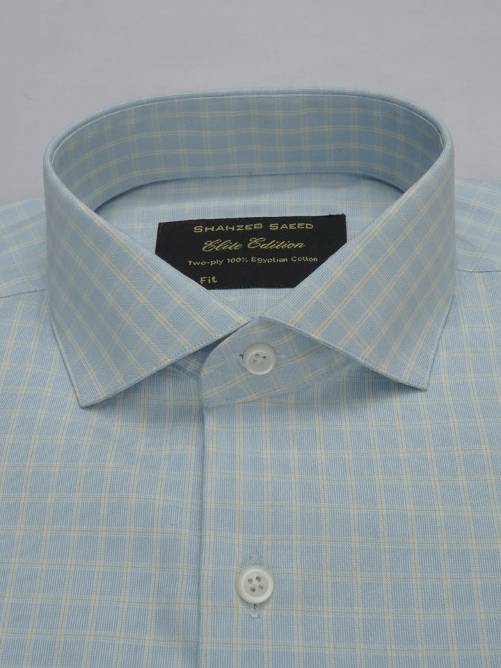 Light Blue Self Checkered, Elite Edition, Cutaway Collar Men’s Formal Shirt (FS-349)