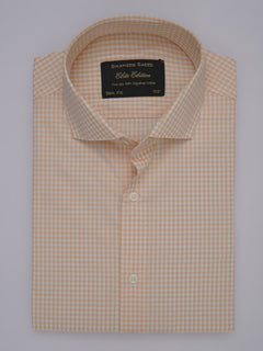 Peach & White Micro Checkered, Elite Edition, Cutaway Collar Men’s Formal Shirt (FS-350)