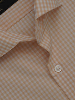 Peach & White Micro Checkered, Elite Edition, Cutaway Collar Men’s Formal Shirt (FS-350)