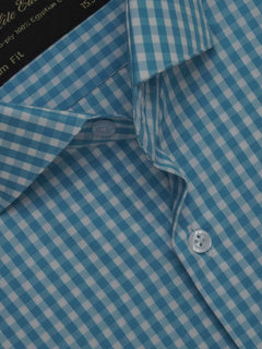 Blue & White Checkered, Elite Edition, Cutaway Collar Men’s Formal Shirt (FS-352)