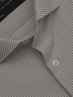 Brown & White Checkered, Elite Edition, Cutaway Collar Men’s Formal Shirt (FS-353)