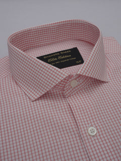 Red Micro Checkered, Elite Edition, Cutaway Collar Men’s Formal Shirt (FS-354)