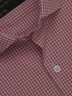 Red & White Micro Checkered, Elite Edition, Cutaway Collar Men’s Formal Shirt (FS-355)