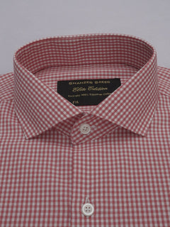 Red & White Micro Checkered, Elite Edition, Cutaway Collar Men’s Formal Shirt (FS-355)