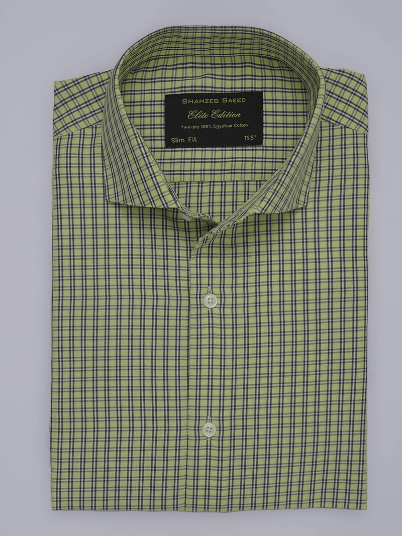 Yellow & Blue Checkered, Elite Edition, Cutaway Collar Men’s Formal Shirt (FS-356)