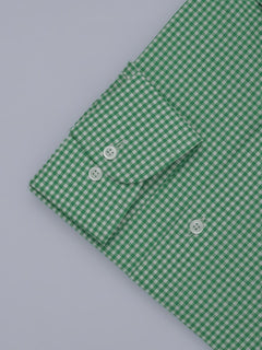 Green & White Checkered, Elite Edition, Cutaway Collar Men’s Formal Shirt (FS-357)