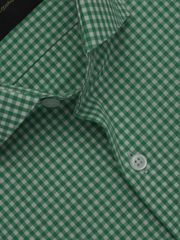 Green & White Checkered, Elite Edition, Cutaway Collar Men’s Formal Shirt (FS-357)