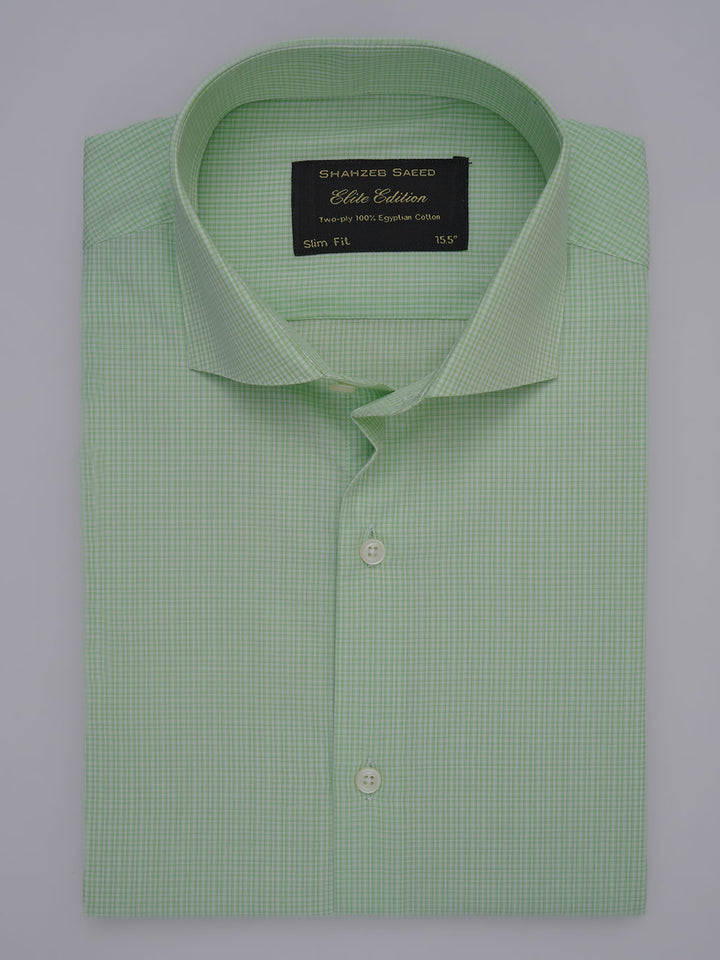 Light Green Self Checkered, Elite Edition, Cutaway Collar Men’s Formal Shirt (FS-360)