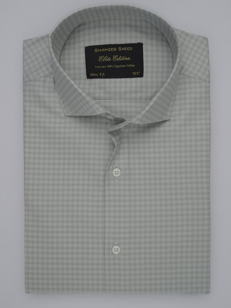 Light Grey Checkered, Elite Edition, Cutaway Collar Men’s Formal Shirt (FS-366)