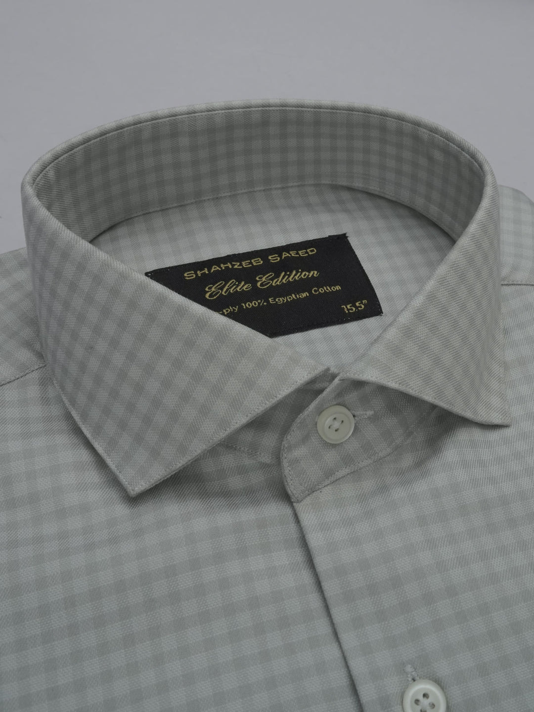 Light Grey Checkered, Elite Edition, Cutaway Collar Men’s Formal Shirt (FS-366)