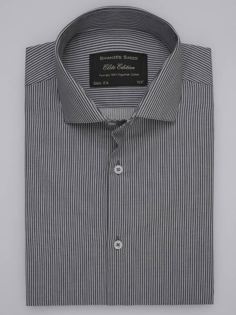 Dark Blue Self Striped, Elite Edition, Cutaway Collar Men’s Formal Shirt (FS-368)