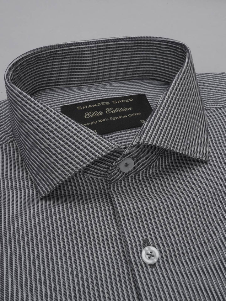 Dark Blue Self Striped, Elite Edition, Cutaway Collar Men’s Formal Shirt (FS-368)