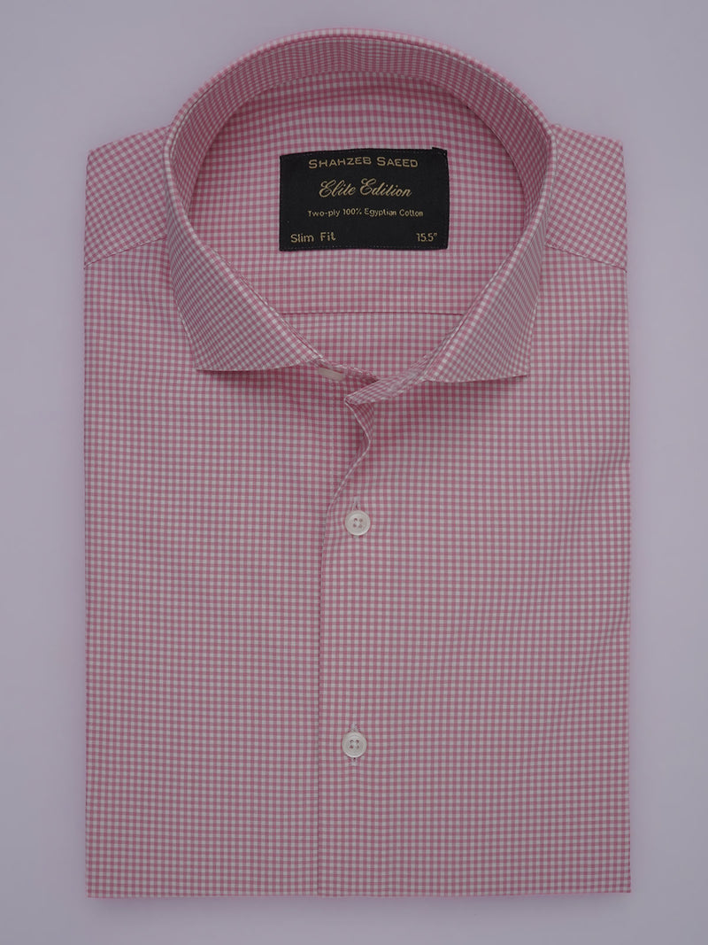 White & Pink Micro Checkered, Elite Edition, Cutaway Collar Men’s Formal Shirt (FS-369)