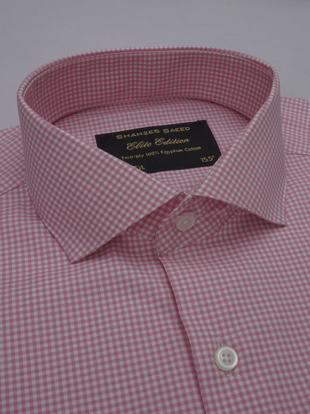 White & Pink Micro Checkered, Elite Edition, Cutaway Collar Men’s Formal Shirt (FS-369)