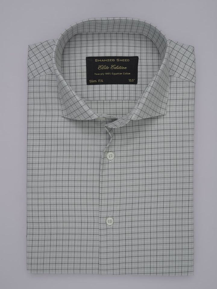 Light Grey Self Checkered, Elite Edition, Cutaway Collar Men’s Formal Shirt (FS-371)