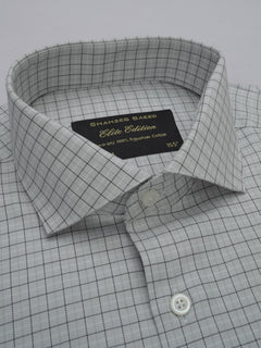 Light Grey Self Checkered, Elite Edition, Cutaway Collar Men’s Formal Shirt (FS-371)