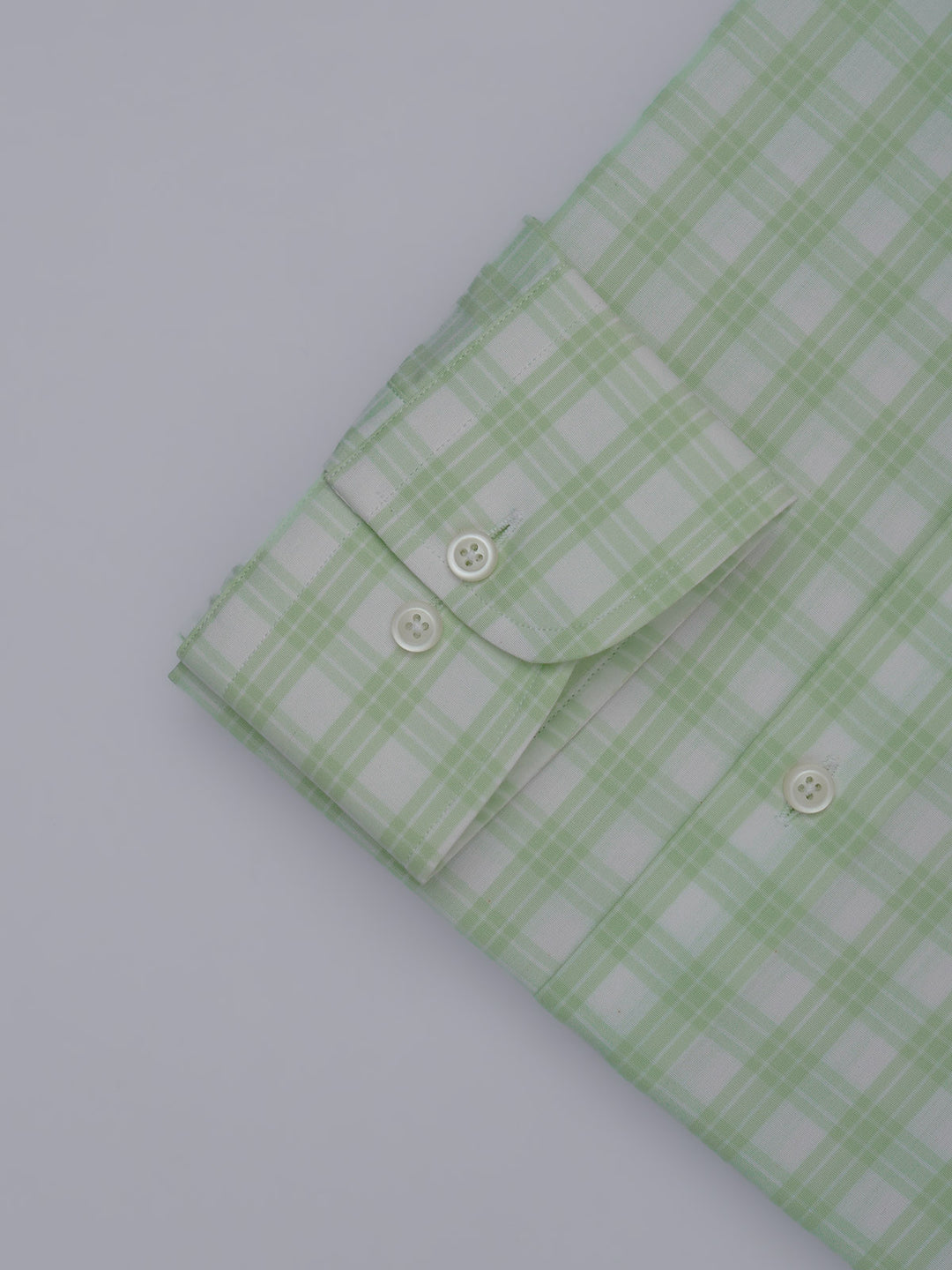 Light Green & White Checkered, Elite Edition, Cutaway Collar Men’s Formal Shirt (FS-373)