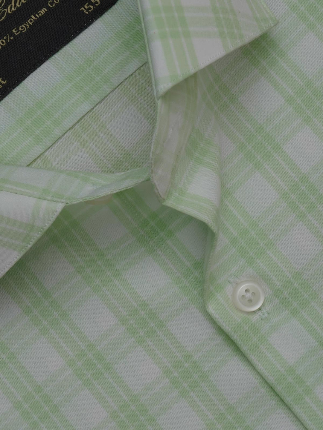 Light Green & White Checkered, Elite Edition, Cutaway Collar Men’s Formal Shirt (FS-373)